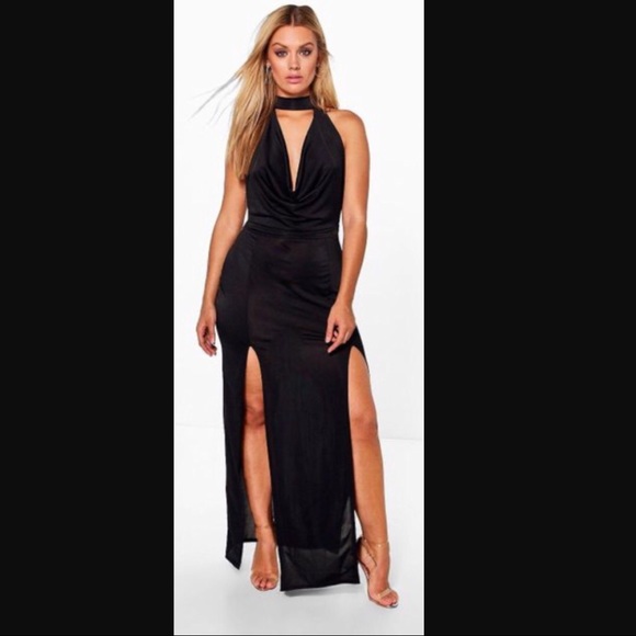 black choker maxi dress